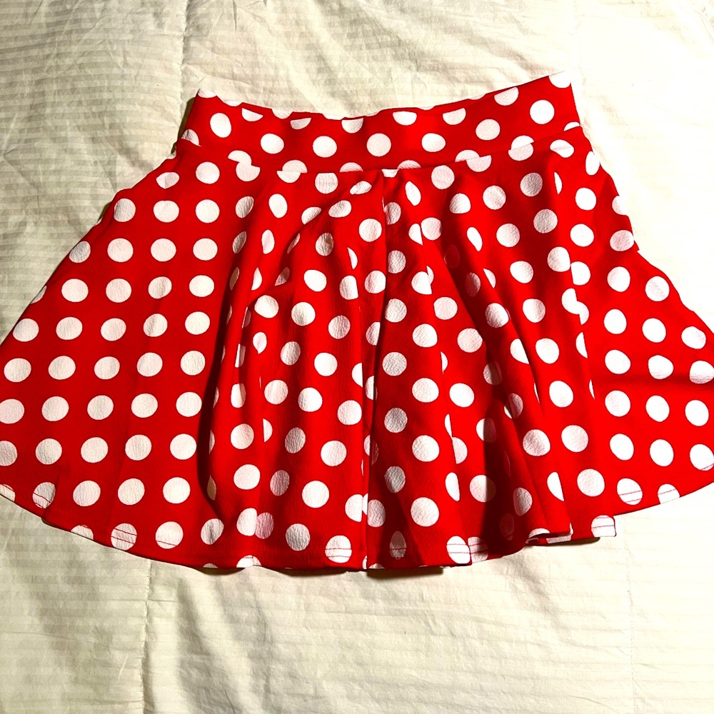 Red and white polka dot skirt, Disney Minnie, large